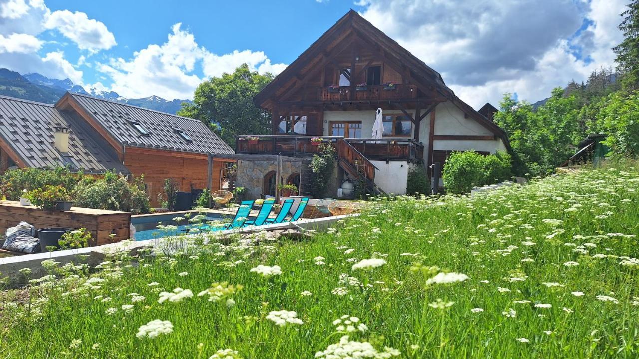 Chalet Serre Cambeou Piscine&Spa Saint Chaffrey Bagian luar foto